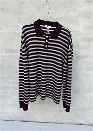 Adanne stripe polo bluse Bordeaux/Blue Boii Studios 